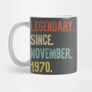 Retro Vintage 50th Birthday Legendary Since November 1970 Mug